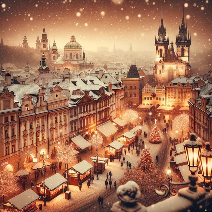 Magical Winter Evening in Prague: Vintage Charm and Festive Christmas Market