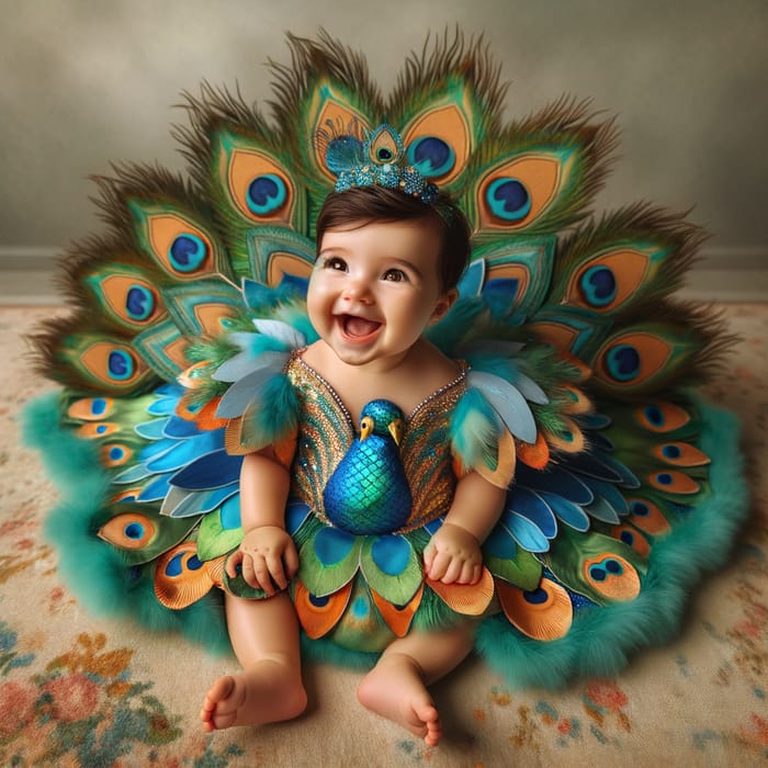Adorable Baby in Vibrant Peacock Outfit