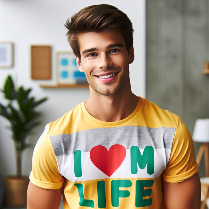 Young Gentleman in 'I Love My Life' T-shirt | Happy and Confident
