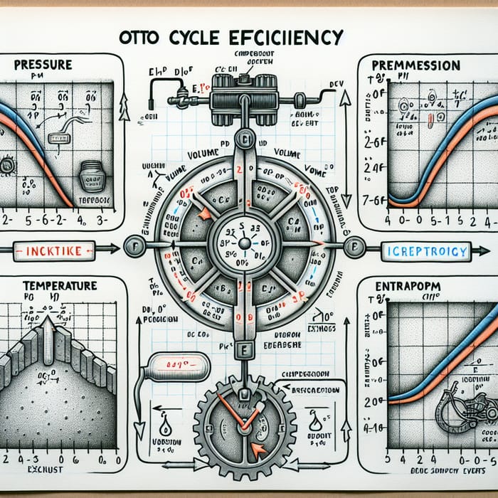 Deriving Otto Cycle Efficiency | P-V and T-S Chart Analysis