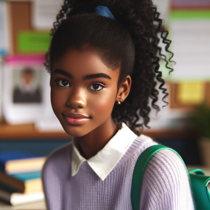 Youthful African Teenage Girl - Portrait in a Studious School Setting