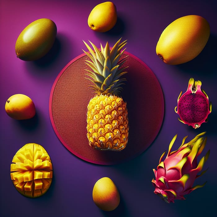 Exotic Tropical Fruits: Pineapple, Mango, Dragon Fruit Delight