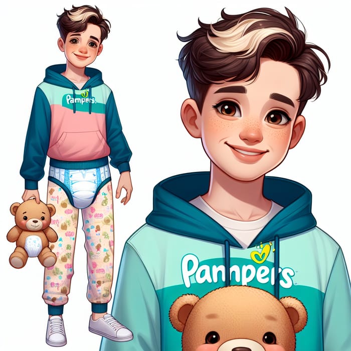 Adorable 13-Year-Old Boy in Pampers-Inspired Outfit
