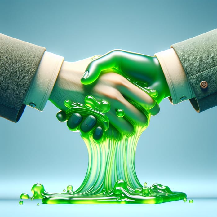 Fantasy Neon Green Slime Handshake Scene