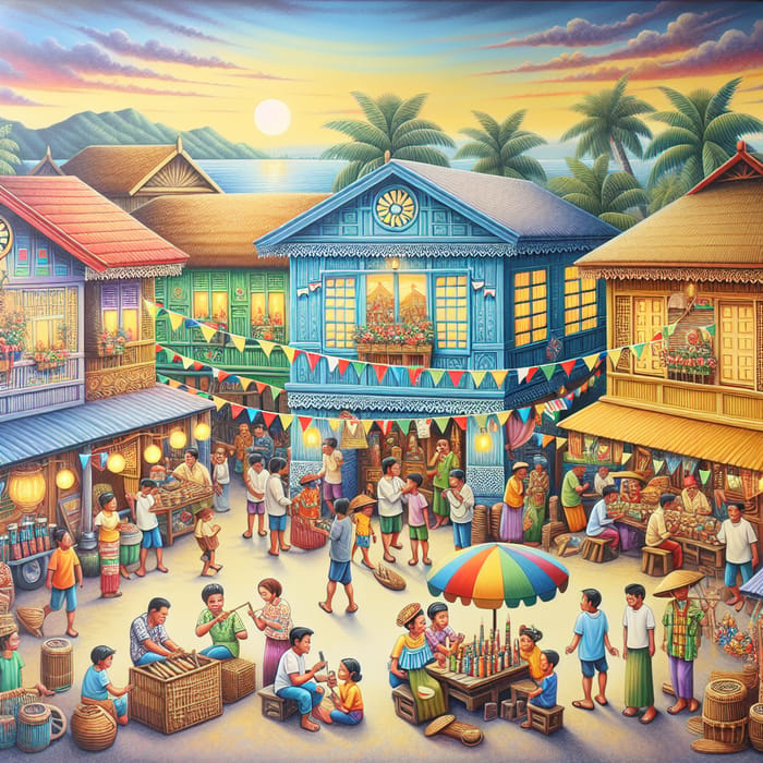Colorful Filipino Culture: Vibrant Scenes of Traditional Village Life