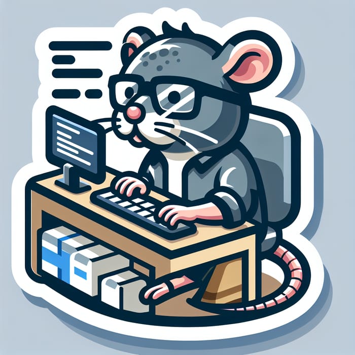 Rat IT Guy with Glasses - Telegram Sticker Style Vector Graphic