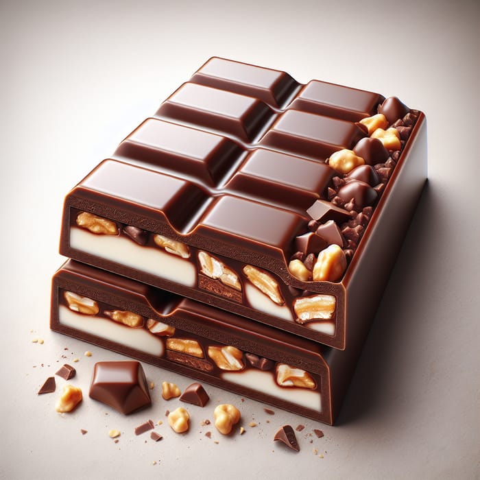 Decadent Chocolate Bar with White Layer, Peanuts, and Crunches