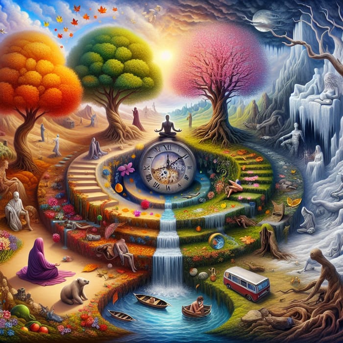 Surreal Painting Illustrating the Concept of Constant Change