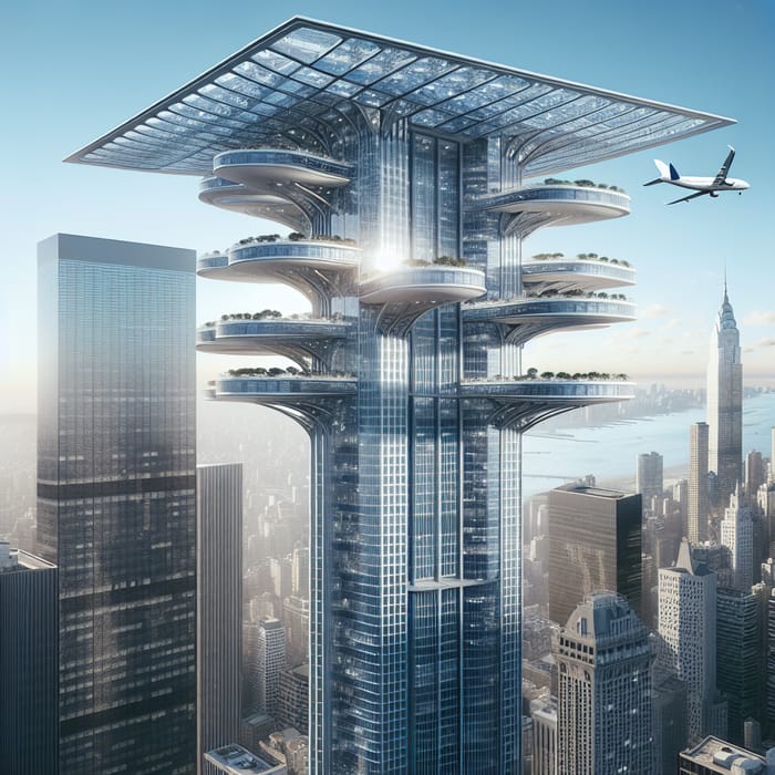 Future Skyscraper with Flight Parking: Innovative Urban Architecture