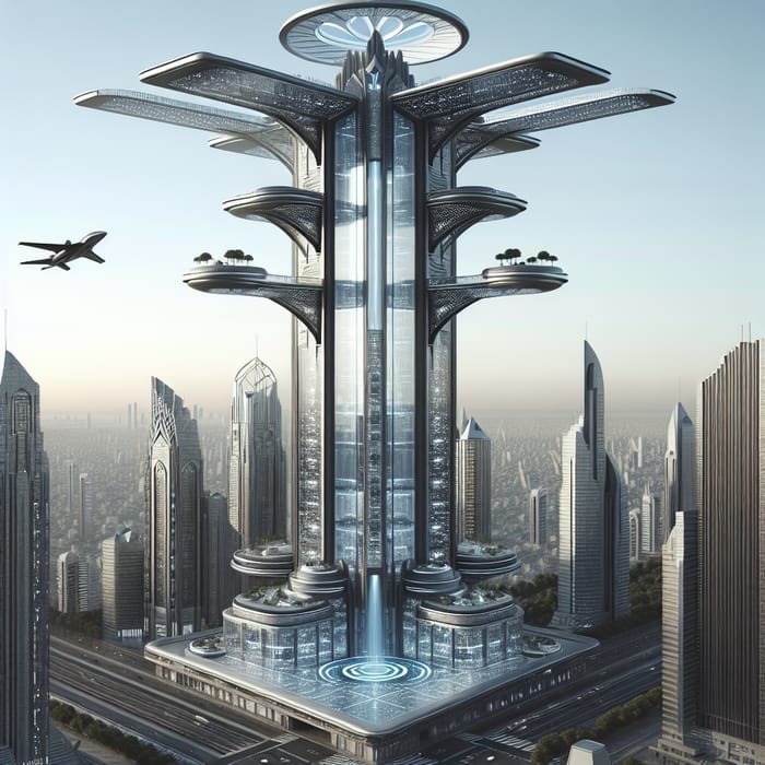Futuristic Skyscraper Design 2050s | Unique Glass Top & Flight Landing