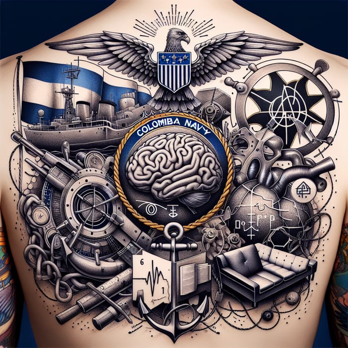 Colombian Navy & Psychology Tattoo Design