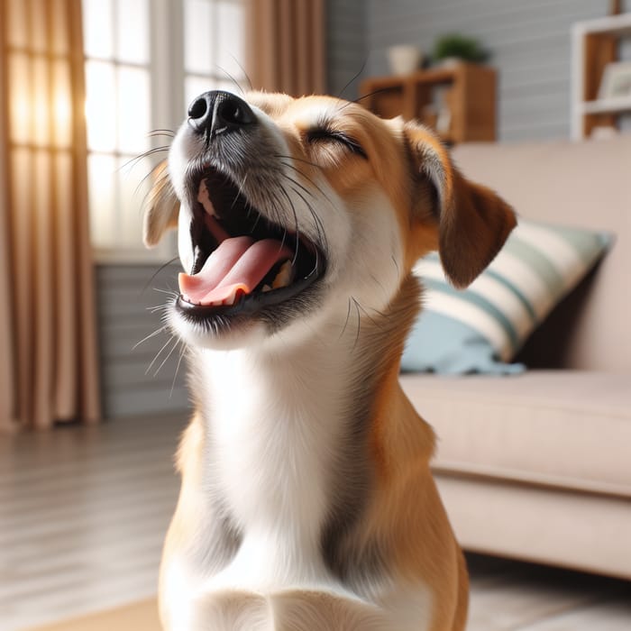 Melodious Singing Dog in a Cozy Setting