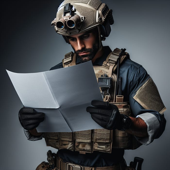 South Asian Special Forces Soldier with A3 Paper