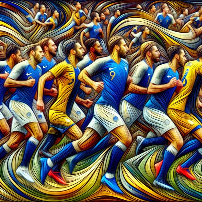 Dynamic Sports Team Art | Abstract Scene with Vibrant Movement