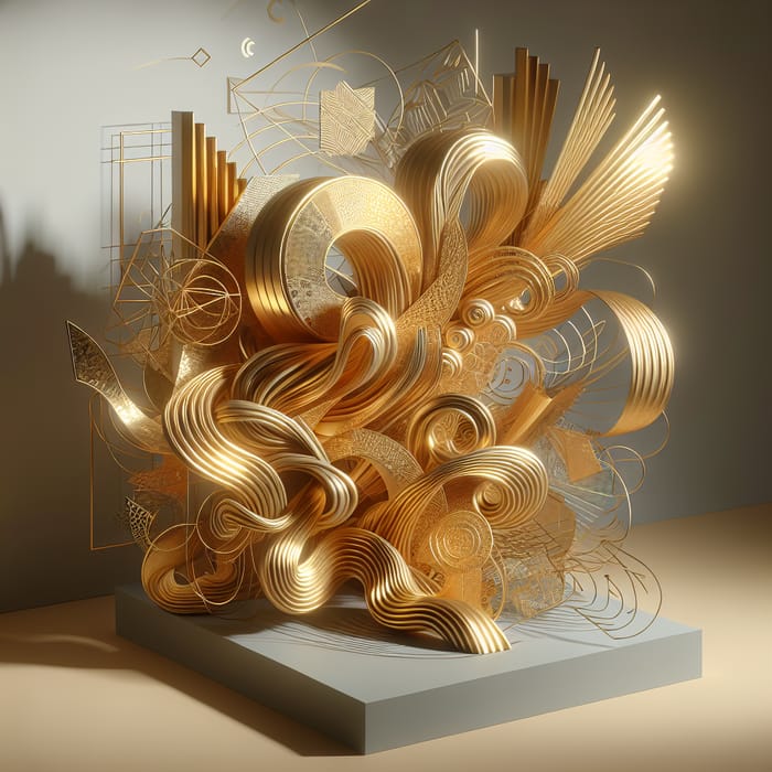 Golden Foil Abstract Shapes: A Captivating Display for Art Lovers