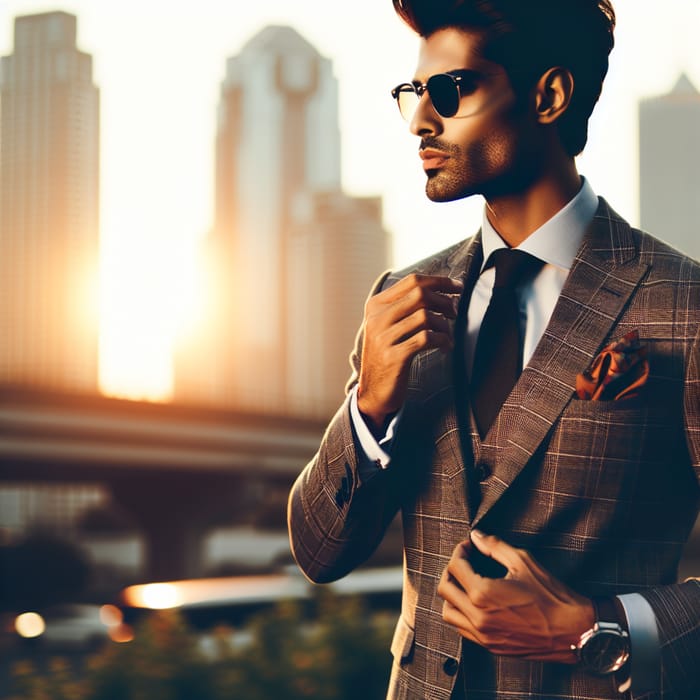 Ajju Bhai Stylish Suit Sunset City Skyline
