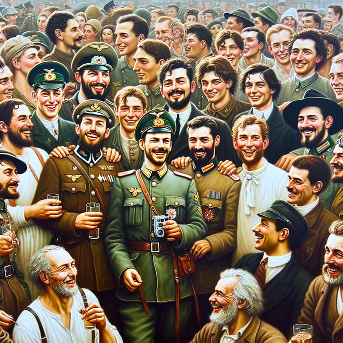 Austrian Soldiers in a Modern Festive Atmosphere Capturing Candid Moments