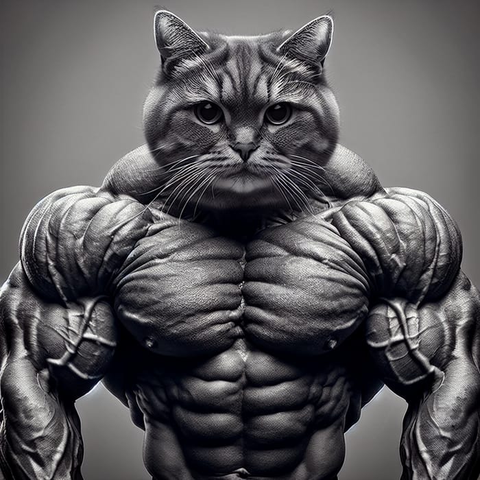 Strong Cat with Determined Look