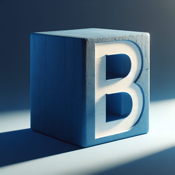 Blue Block with Letter 'B' Standing Upright