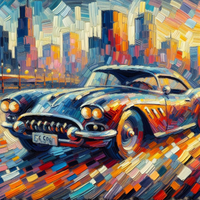 Abstract Car Art in Impressionist Style