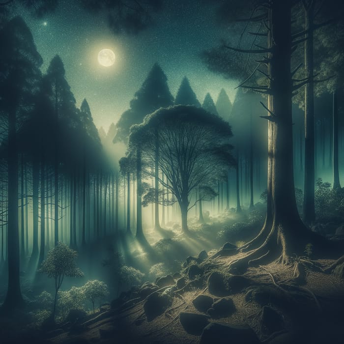 Moonlit Mystical Forest | Enchanted Moonlight Scene