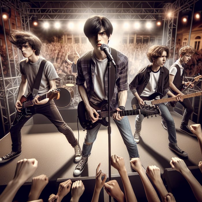 Male University Rock Band with Black Hair & Brown Eyes Perform Live