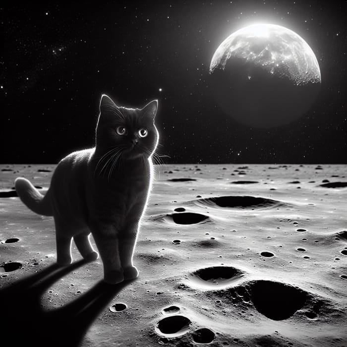 Cat on Moon: Enchanting Feline Silhouette in Lunar Light