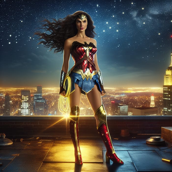 Naked Wonder Woman on Rooftop: Justice & Truth Unveiled