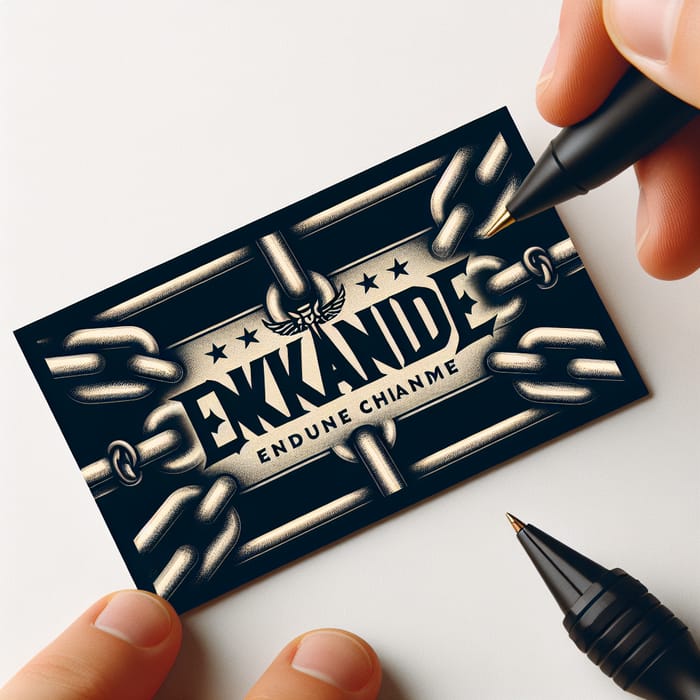 Chains Business Card Design with Bold ENKADENADE Center Text