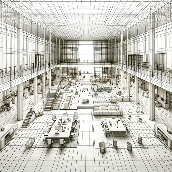 Comprehensive Modernist Office Space Blueprint | Symmetrical Layout