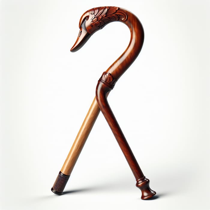 Elegant Swan Head Wooden Cane - Antique Style