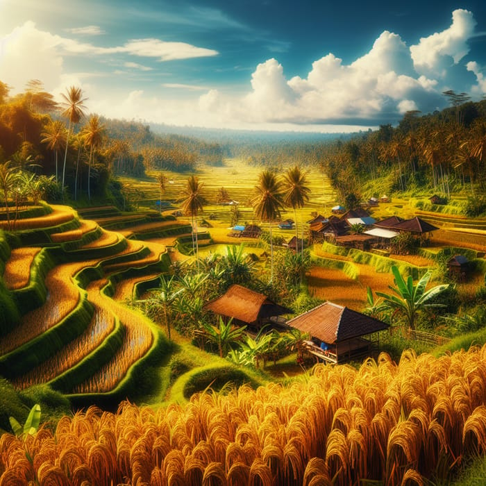 Picturesque Rice Field Landscape in Bali, Indonesia