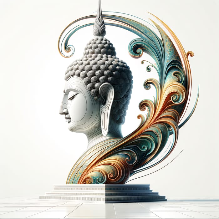 Minimalist 3D CG Buddha Sculpture with Elegant Design