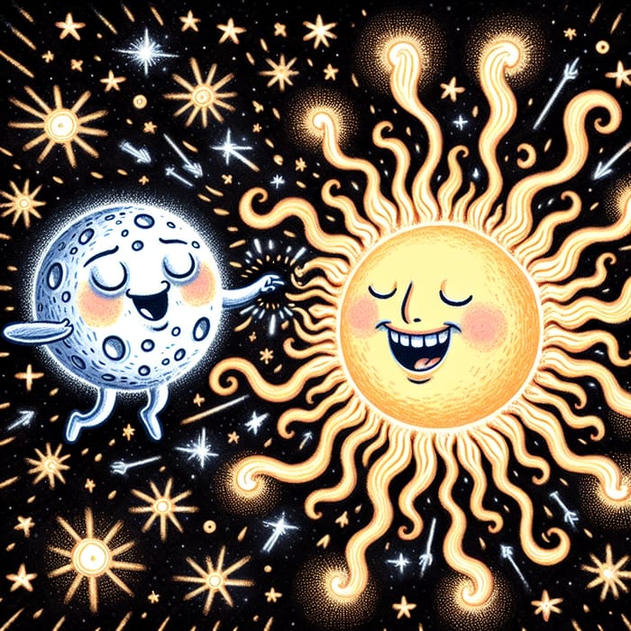 The Sun-Moon Eclipse: A Fantastical Celestial Doodle Story