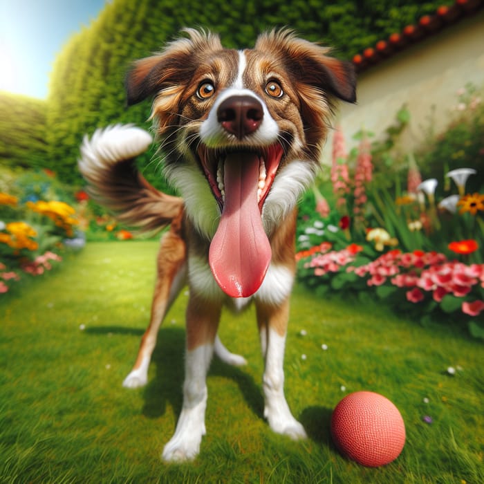 Playful Dog in Lush Green Field