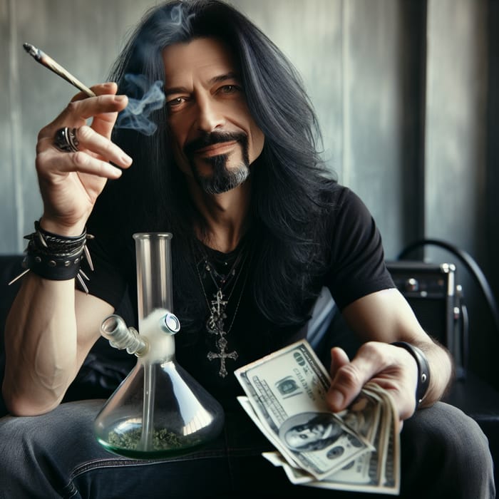 Musician Holding Bong with Money - Lifestyle Scene