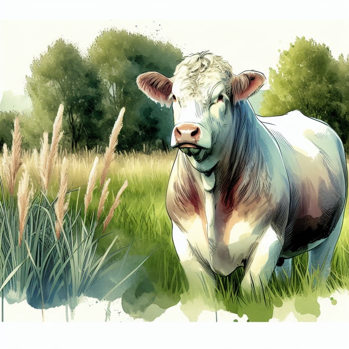 Watercolor Simmental Cow Artwork