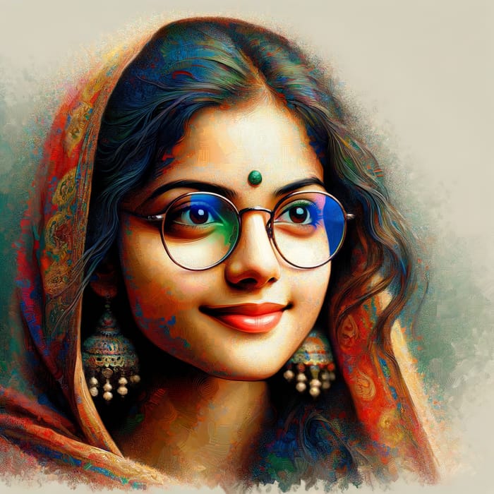 Vibrant Artistic Portrait of a Girl in Glasses