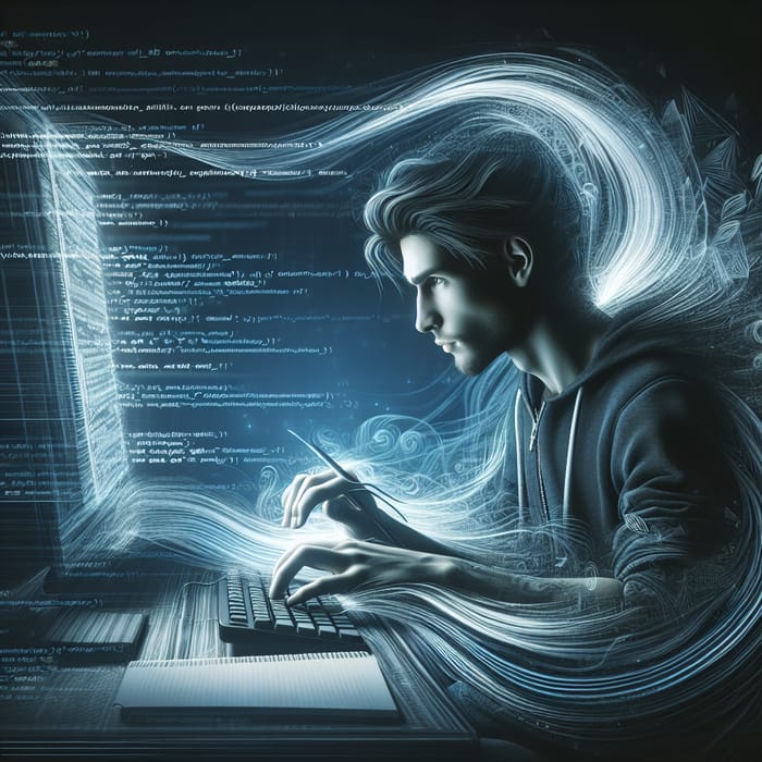 Passionate Male Developer Engrossed in Coding