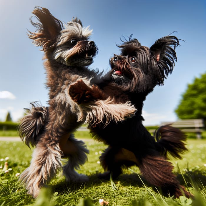 Playful Affenpinscher Dogs Playful Bout Outdoors