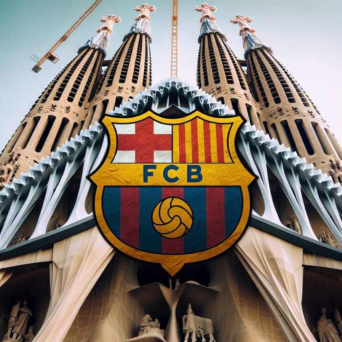 Barcelona FC Emblem at Sagrada Familia: Architectural Fusion