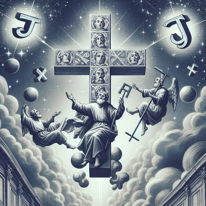 Symbolic Representation of Saint Bento Cruz with Celestial 'J' and 'G'
