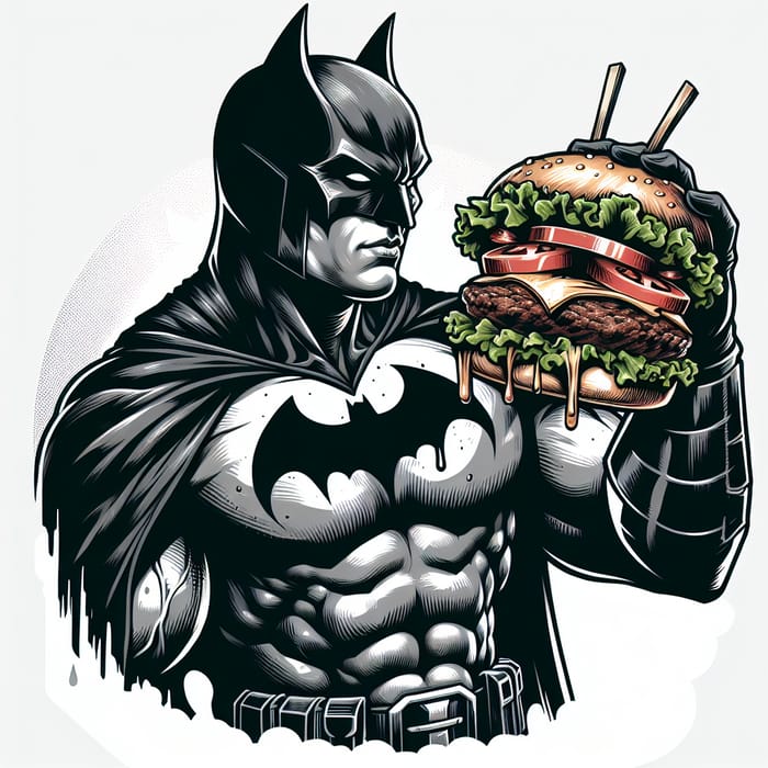 Batman Enjoying a Delicious Hamburger