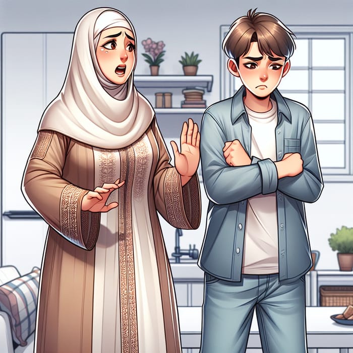 Middle Eastern Mother’s Concern for Son Staying Indoors