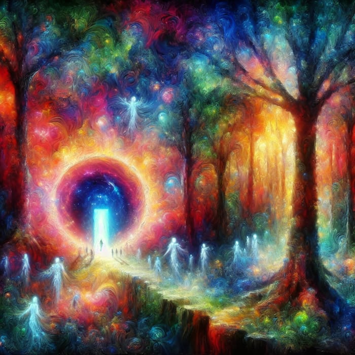 Mystical Forest Portal with Ethereal Beings | Forest of Magic Wonders