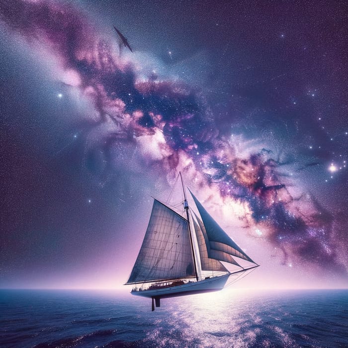 Sailing Ketch Ascending Through Galaxy: Embrace Adventure!