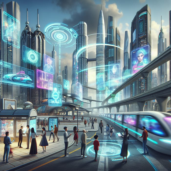 Futuristic Technology City | Urban Digital Fusion