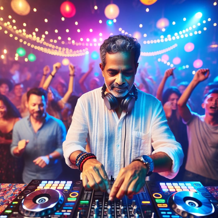Energetic DJ Creating Vibes at Lively Music Event
