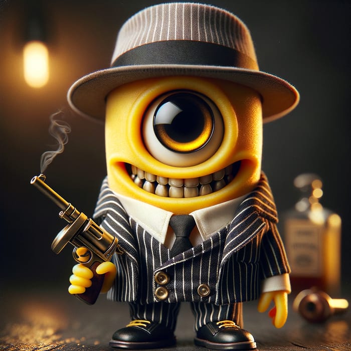 1920s Gangster Minion Figure in Pinstriped Suit | Collectible Decor