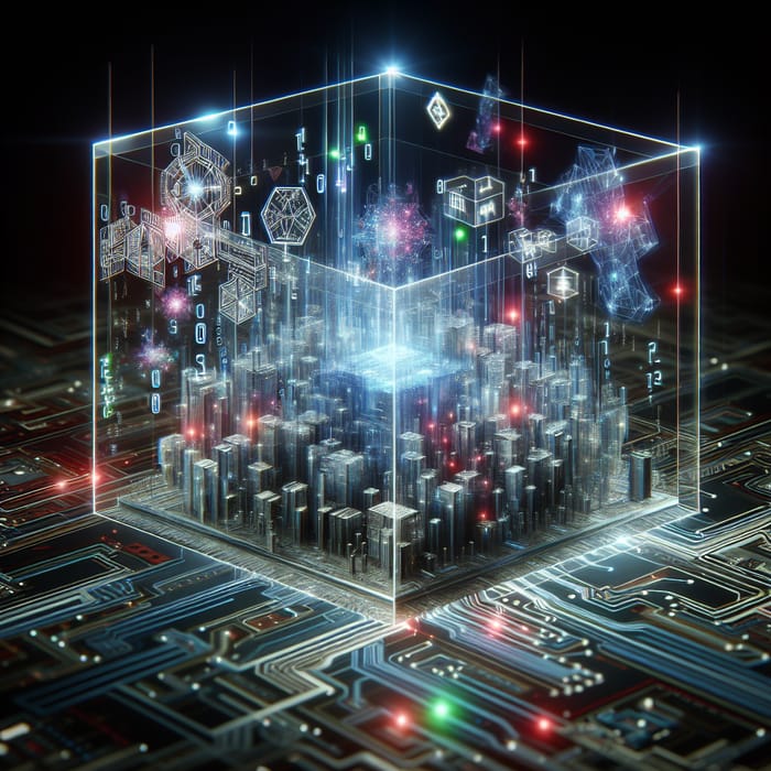 3D AI Image: Futuristic Cityscape & Circuit Board